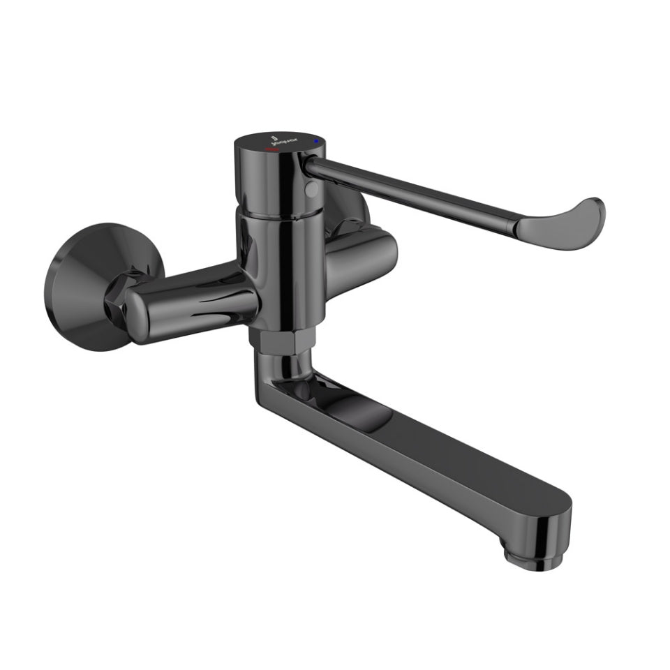 Jaquar Florentine Prime Single Lever Surgical Purpose Elbow Action Sink Mixer (Wall Mounted) - Black Chrome