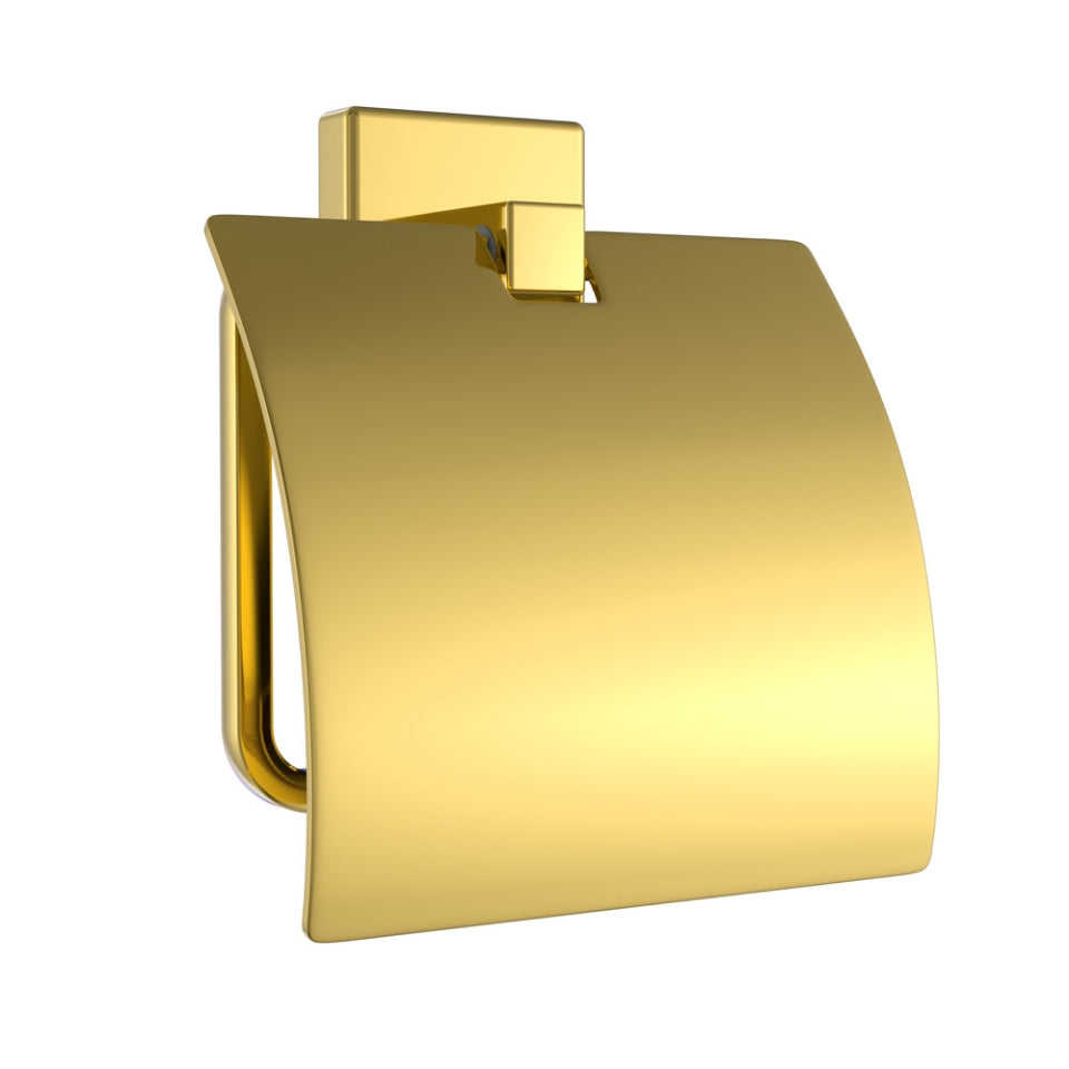 Jaquar Kubix Prime Toilet Roll Holder with Flap - Gold Bright PVD