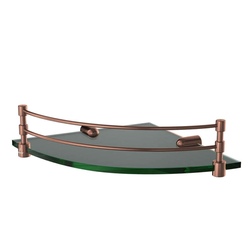 Jaquar Continental Corner Glass Shelf - Blush Gold Bright PVD