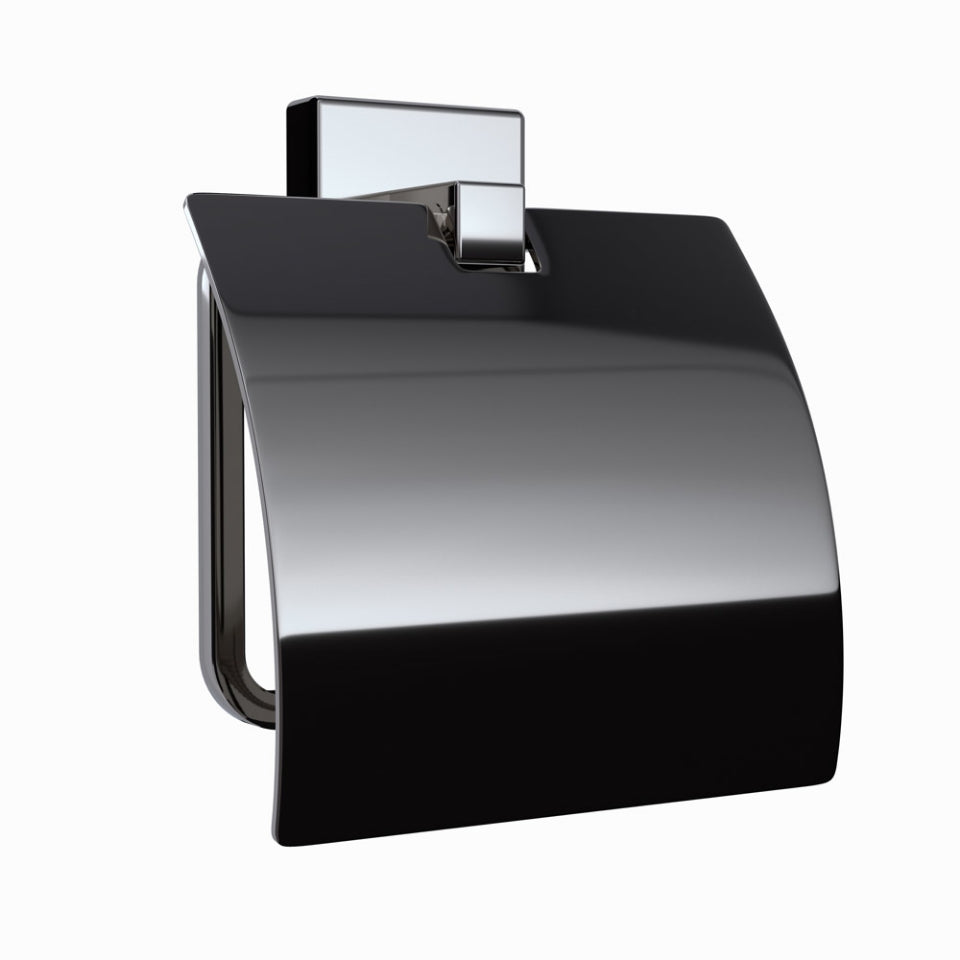 Jaquar Kubix Prime Toilet Roll Holder with Flap - Black Chrome