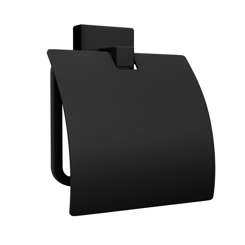 Jaquar Kubix Prime Toilet Roll Holder with Flap - Black Matt