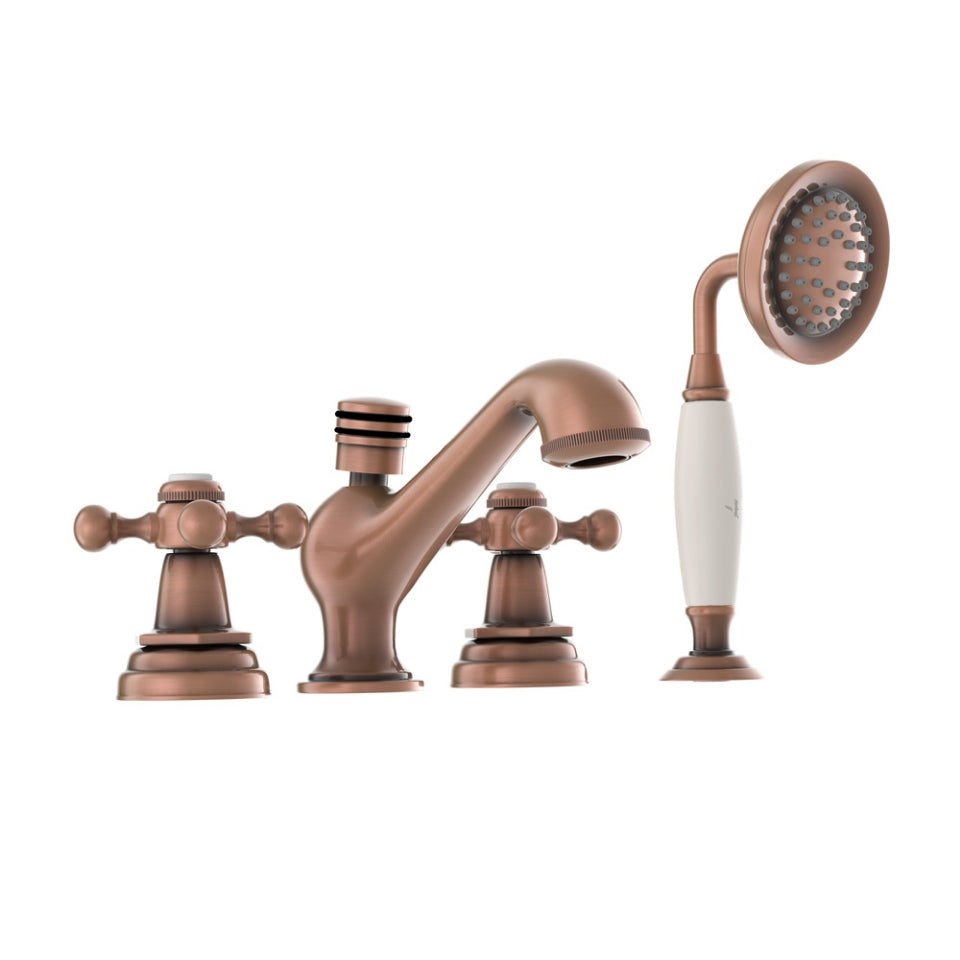 Jaquar Queens 4-Hole Bath Tub Mixer - Antique Copper