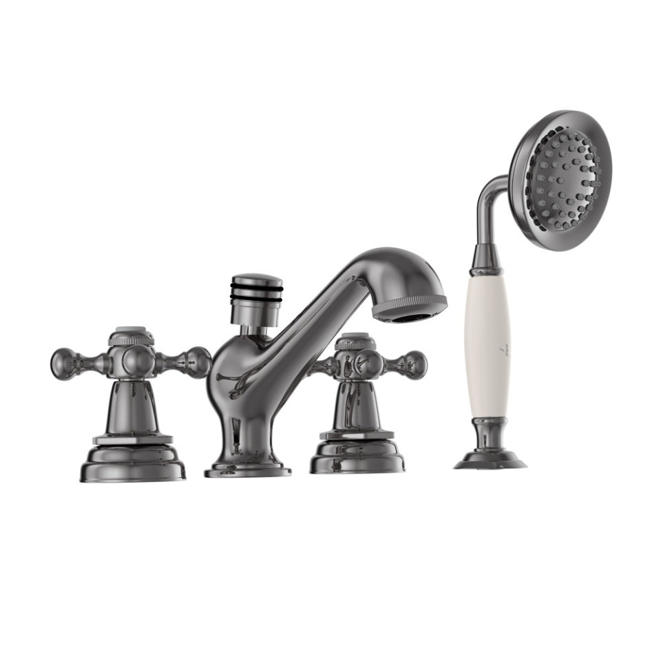 Jaquar Queens 4-Hole Bath Tub Mixer - Black Chrome