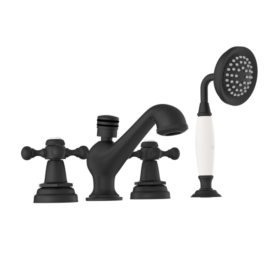 Jaquar Queens 4-Hole Bath Tub Mixer - Black Matt