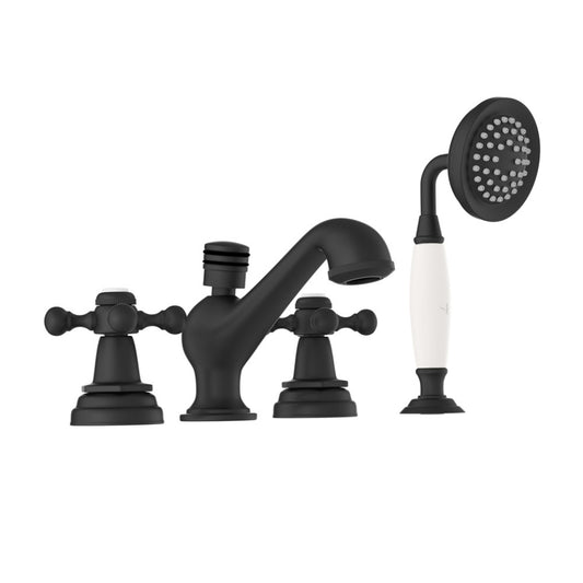 Jaquar Queens 4-Hole Bath Tub Mixer - Black Matt