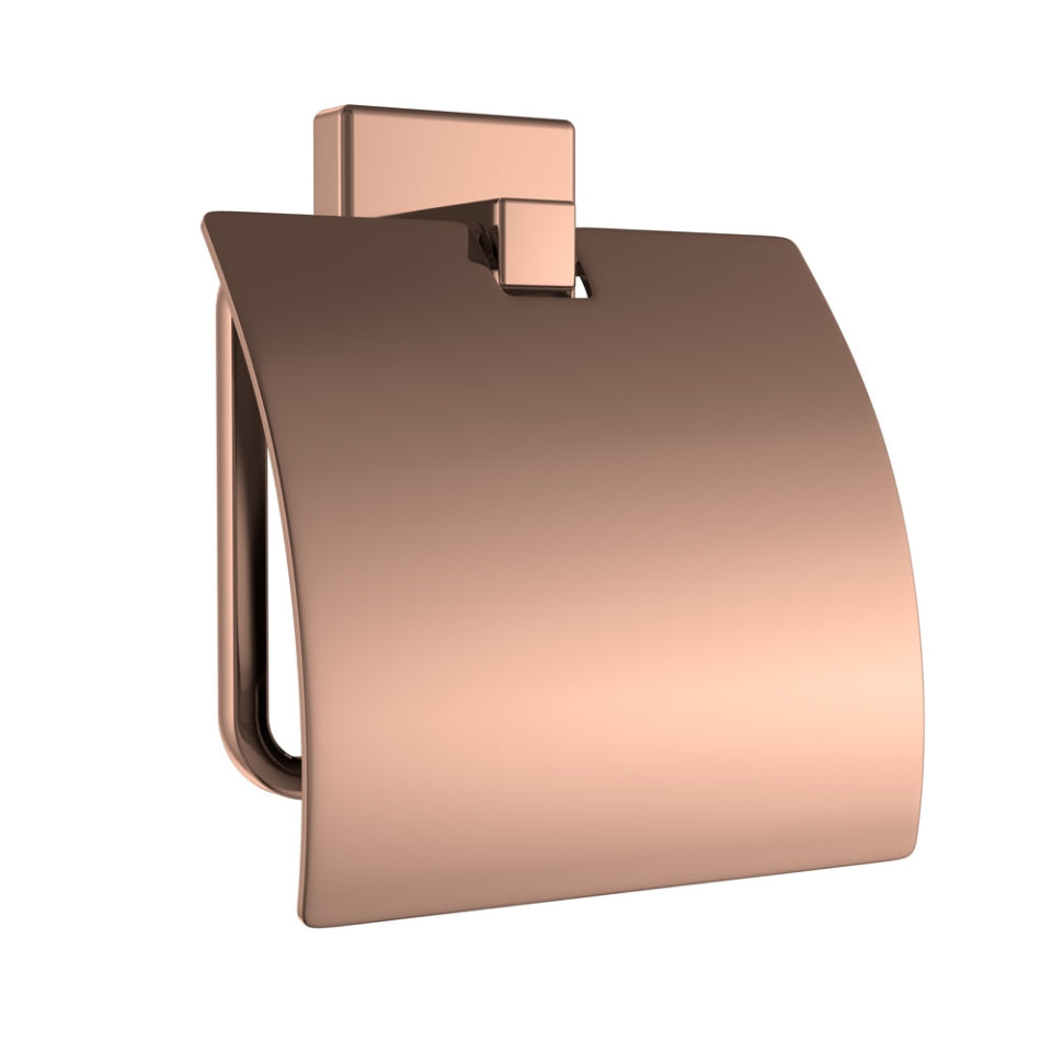 Jaquar Kubix Prime Toilet Roll Holder with Flap - Blush Gold Bright PVD