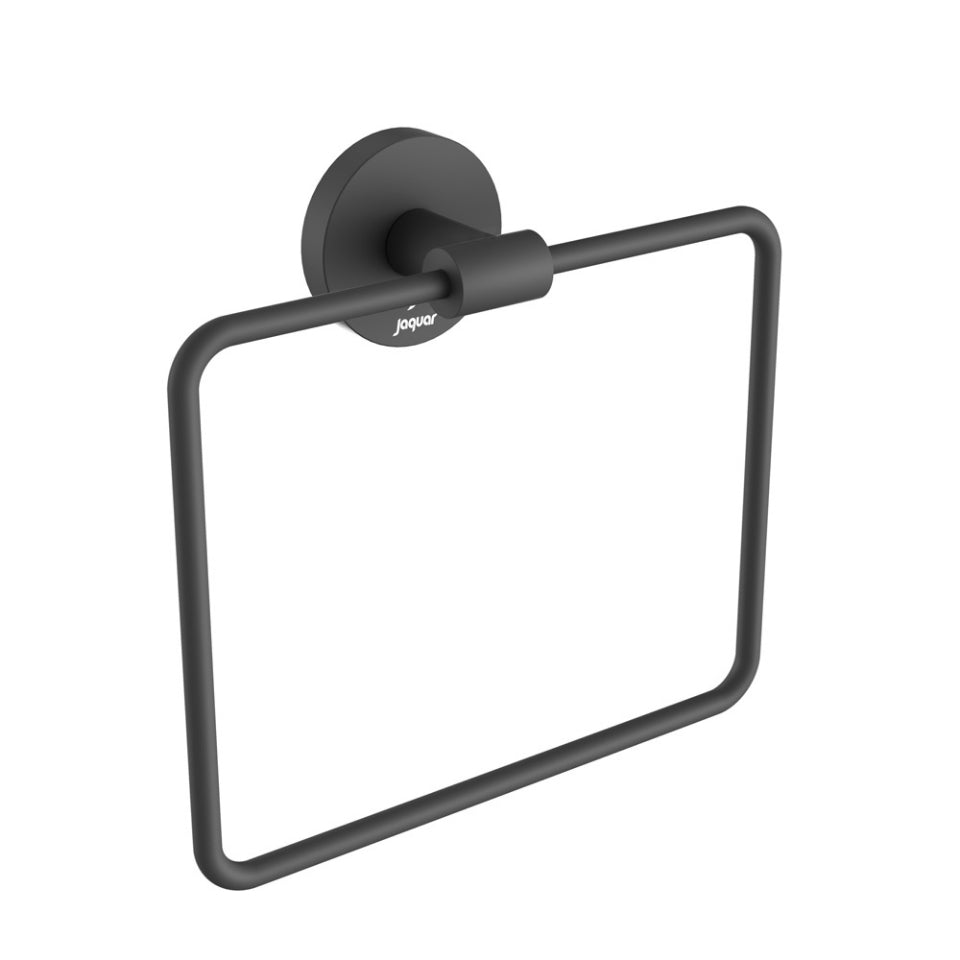 Jaquar Continental Towel Ring Square with Round Flange - Black Matt