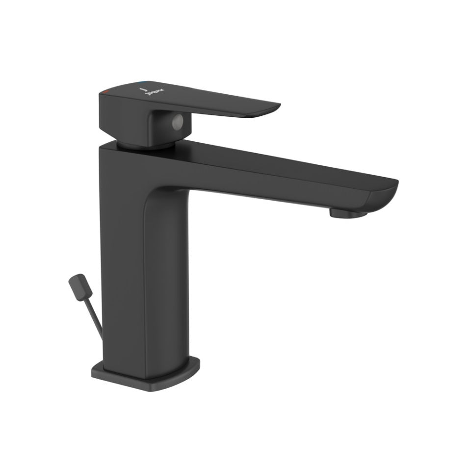 Jaquar Kubix Prime Single Lever Basin Mixer with Popup Waste - Black Matt