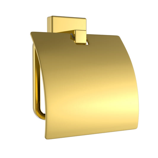 Jaquar Kubix Prime Toilet Roll Holder with Flap - Gold Bright PVD