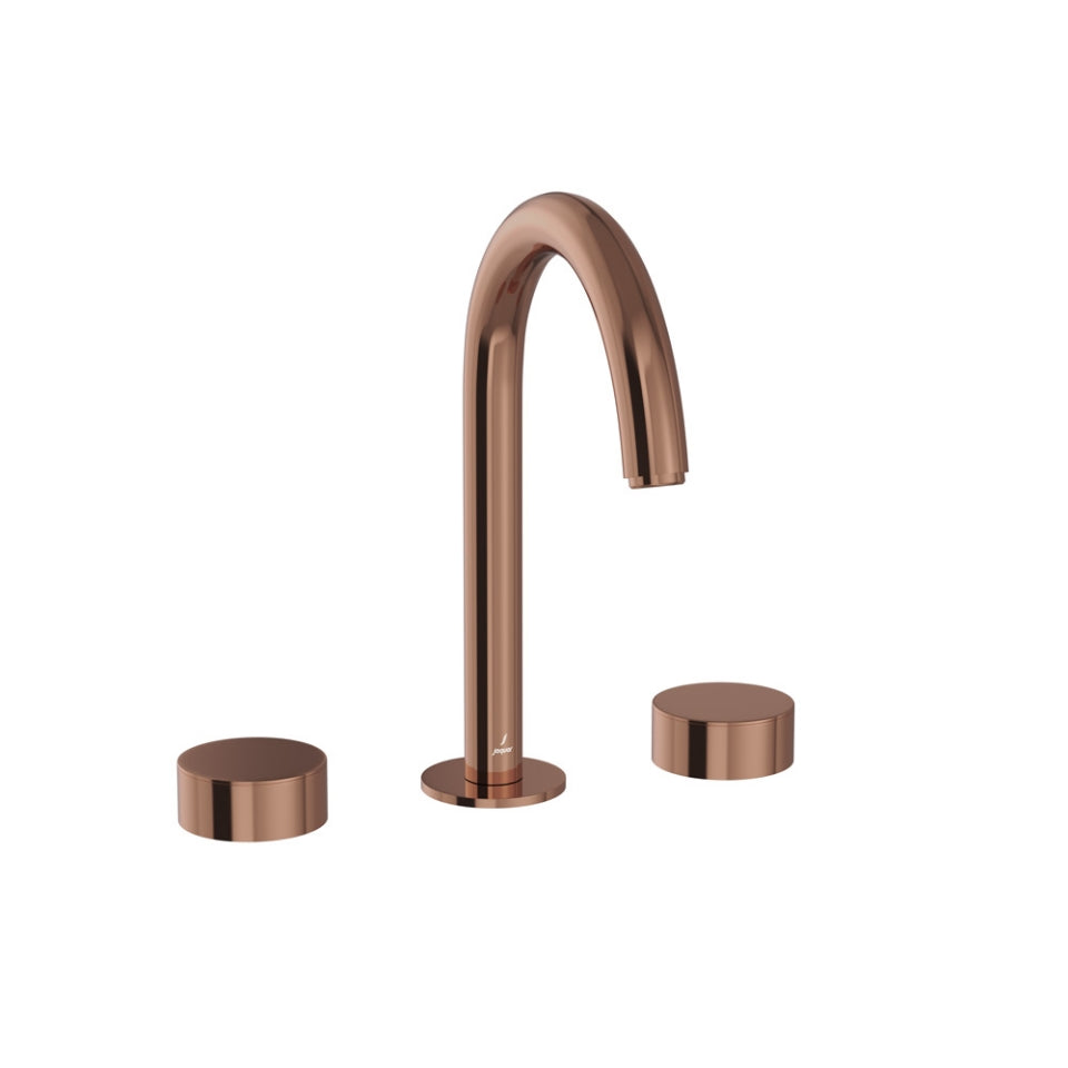 Jaquar Laguna 3-Hole Basin Mixer with Pipe Spout - Blush Gold Bright PVD