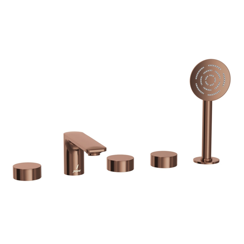 Jaquar Laguna 5-Hole Bath Tub Mixer - Blush Gold Bright PVD