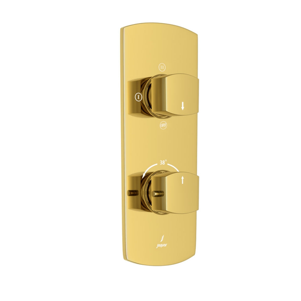 Jaquar Kubix Prime Aquamax Thermostatic Shower Mixer - Gold Bright PVD