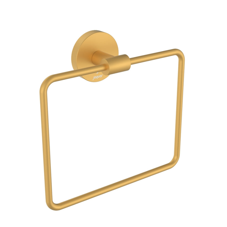 Jaquar Continental Towel Ring Square with Round Flange - Gold Matt PVD