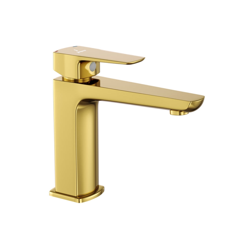 Jaquar Kubix Prime Single Lever Basin Mixer - Gold Bright PVD