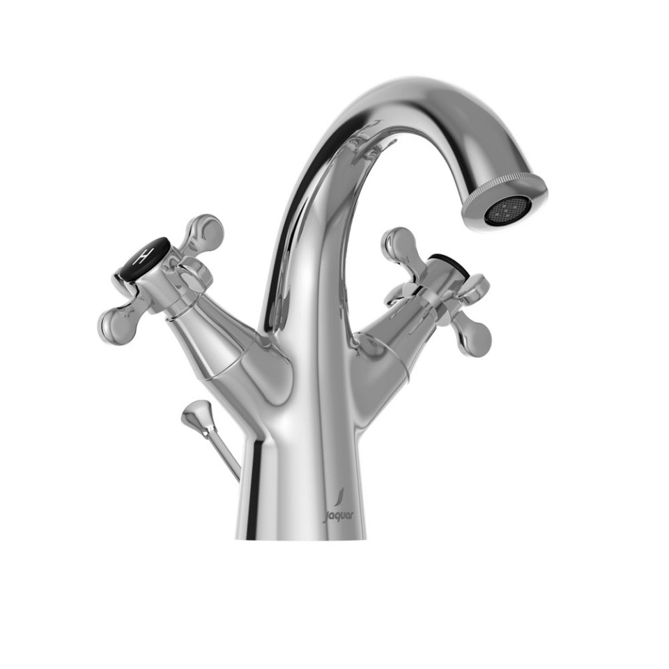Jaquar Queens Prime Central Hole Basin Mixer with Popup Waste System - Chrome