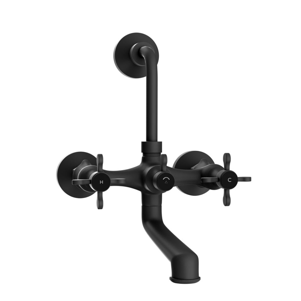 Jaquar Queens Prime Wall Mixer with Provision For Overhead Shower - Black Matt