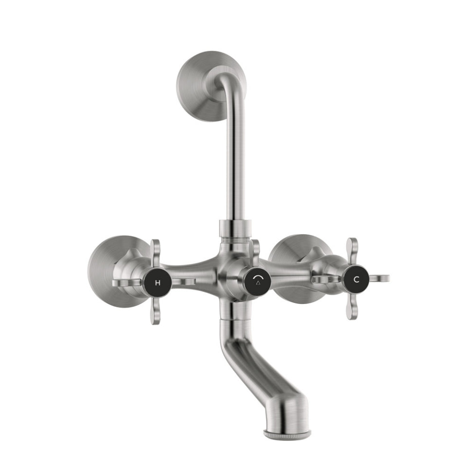 Jaquar Queens Prime Wall Mixer with Provision For Overhead Shower - Stainless Steel