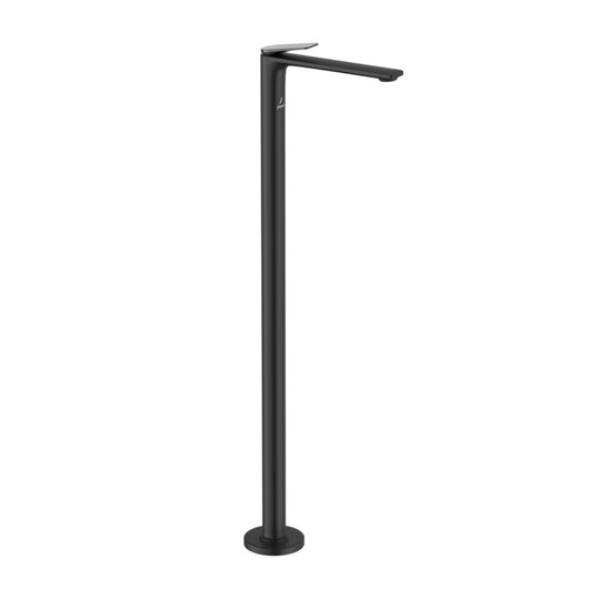 Jaquar Laguna Floor Mounted Single Lever Basin Mixer - Lever: Black Chrome Body: Black Matt