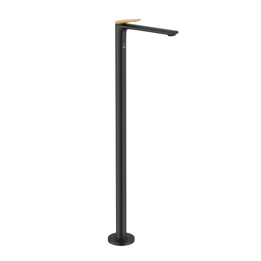 Jaquar Laguna Floor Mounted Single Lever Basin Mixer - Lever: Gold Matt PVD Body: Black Matt