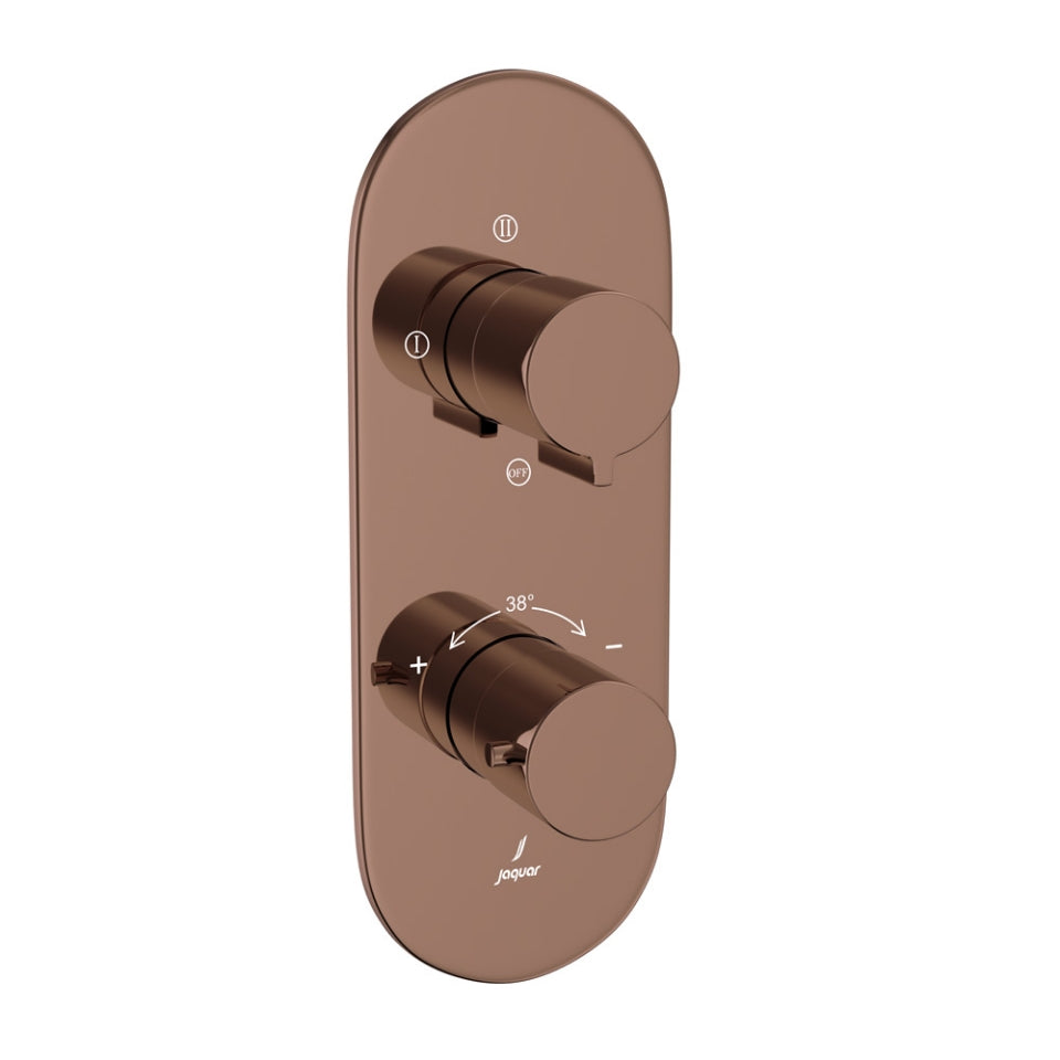 Jaquar Laguna Aquamax Thermostatic Shower Mixer With 3-Way Diverter - Blush Gold Bright PVD