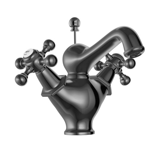 Jaquar Queens Central Hole Basin Mixer with popup waste - Black Chrome (QQT-BCH-7169B)