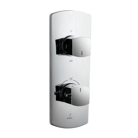 Jaquar Kubix Prime Aquamax Exposed Part Kit of Thermostatic Shower Mixer (KUP-BGP-35661NKPM) - shown in Chrome finish; supplied in Blush Gold Bright PVD