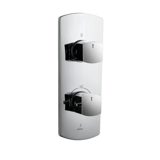 Jaquar Kubix Prime Aquamax Exposed Part Kit of Thermostatic Shower Mixer (KUP-BMP-35681NKPM) - shown in Chrome finish; supplied in Blush Gold Matt PVD