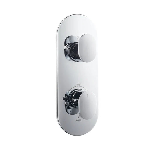 Jaquar Opal Prime Aquamax Exposed Part Kit of Thermostatic Shower Mixer with 2-way diverter (OPP-BMP-15681NKPM) - shown in Chrome finish; supplied in Blush Gold Matt PVD