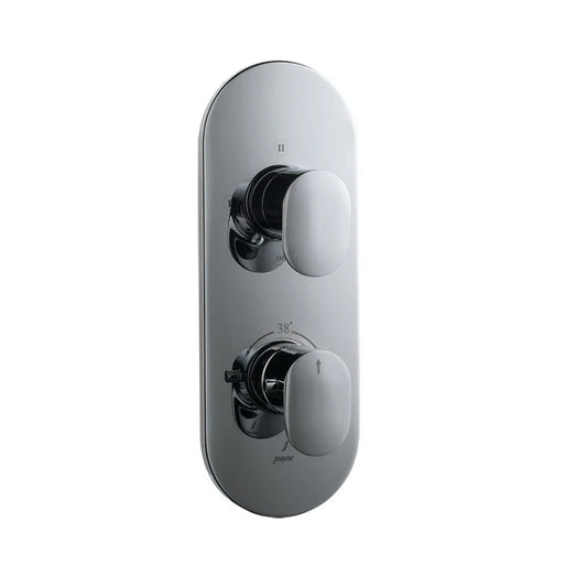 Jaquar Opal Prime Aquamax Exposed Part Kit with 3-way diverter (OPP-BMP-15683NKPM) - shown in Chrome finish; supplied in Blush Gold Matt PVD