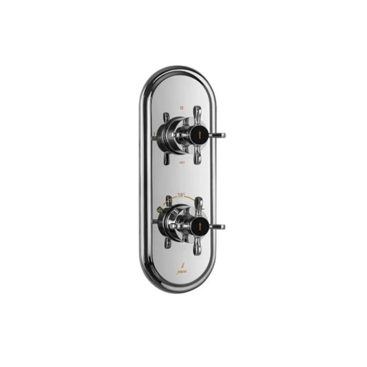Jaquar Queens Prime Aquamax Exposed Part Kit of Thermostatic Shower Mixer with 3-way diverter (QQP-GMP-7683NKPM) - shown in Chrome finish; supplied in Gold Matt PVD